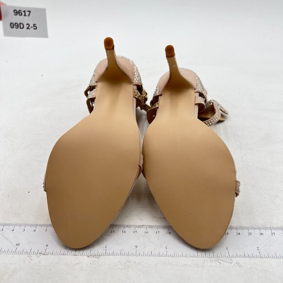FSJ Champagne Wedding Shoes Rhinestone Stiletto Heels Bridal Sandals - Picture 7 of 8